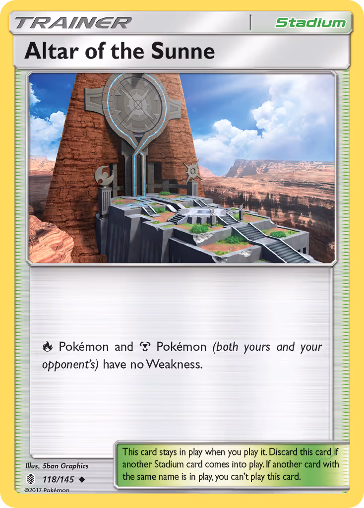 Altar of the Sunne 118/145 Pokemon card