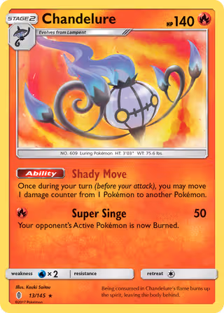 Chandelure 13/145 Pokemon card