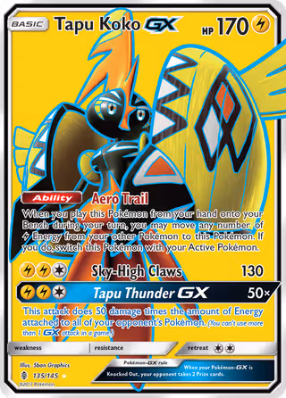 Tapu Koko GX 135/145 Pokemon card