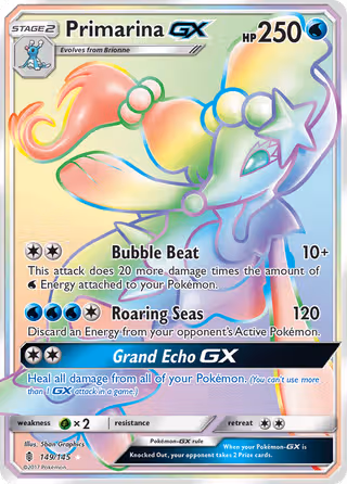 Primarina GX 149/145 Pokemon card