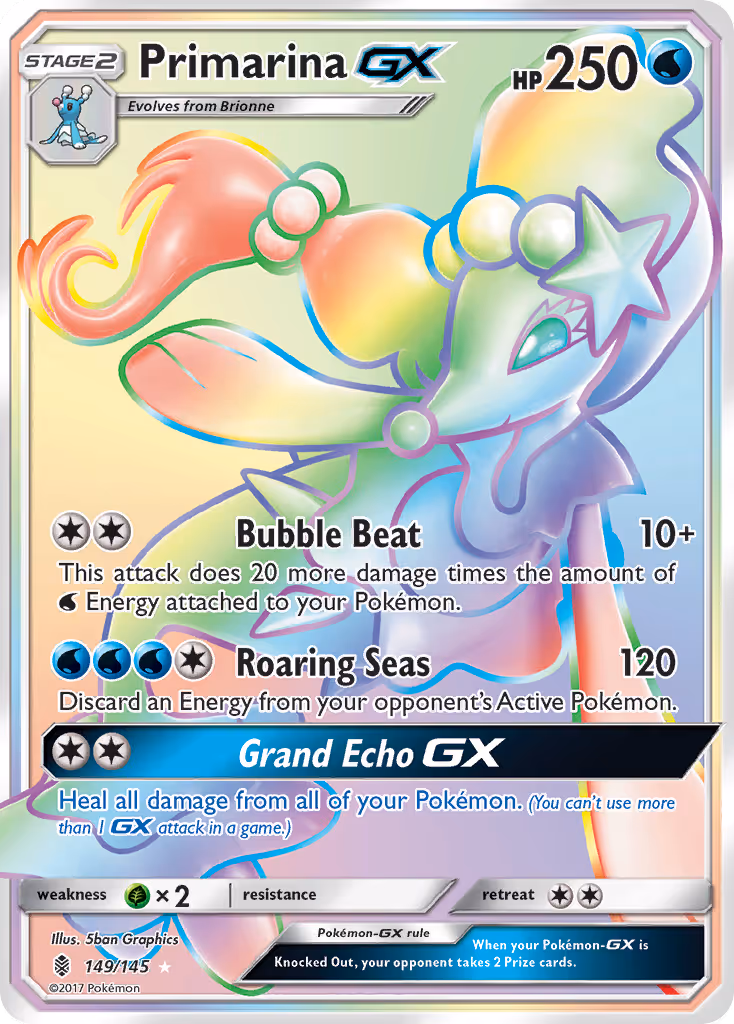 Primarina GX 149/145 Pokemon card