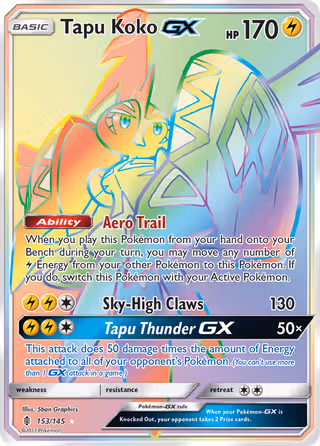 Tapu Koko GX 153/145 Pokemon card