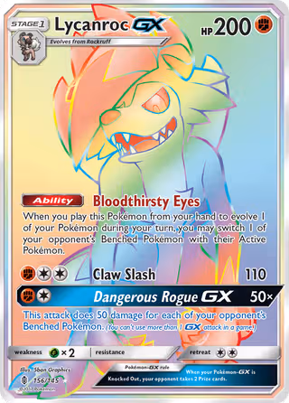 Lycanroc GX 156/145 Pokemon card