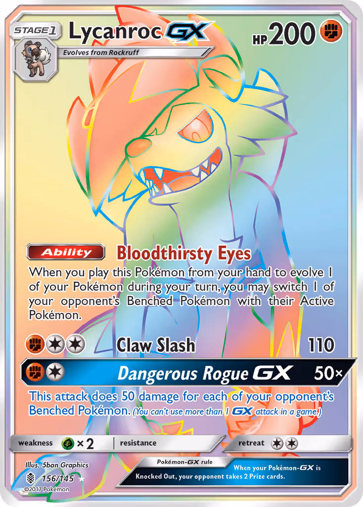 Lycanroc GX 156/145 Pokemon card
