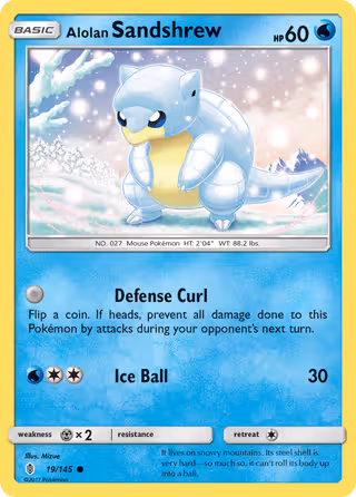 Alolan Sandshrew 19/145 Pokemon card