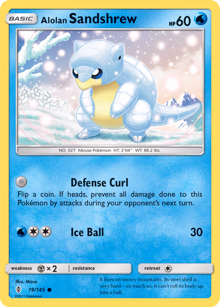 Alolan Sandshrew 19/145 Pokemon card