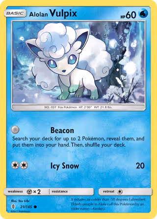 Alolan Vulpix 21/145 Pokemon card