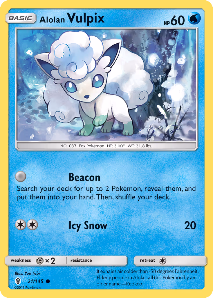 Alolan Vulpix 21/145 Pokemon card