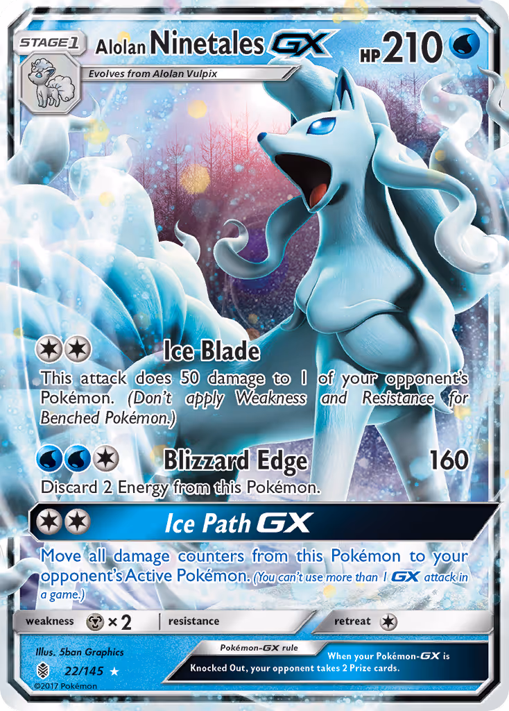 Alolan Ninetales GX 22/145 Pokemon card