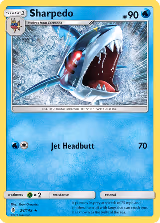 Sharpedo 28/145 Pokemon card