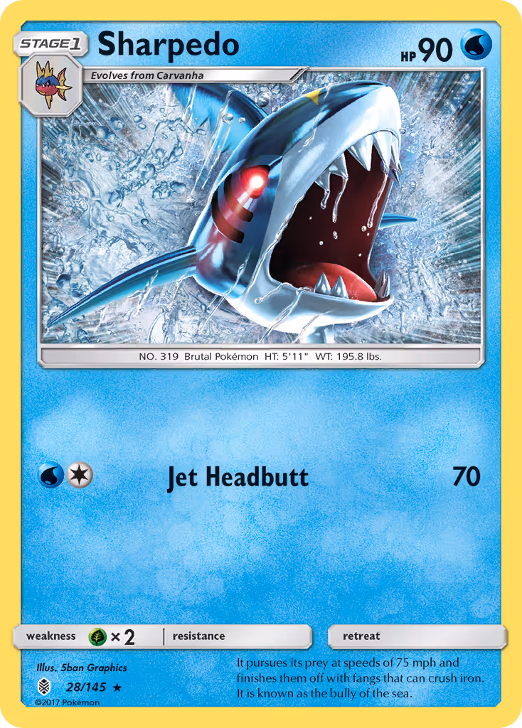 Sharpedo 28/145 Pokemon card