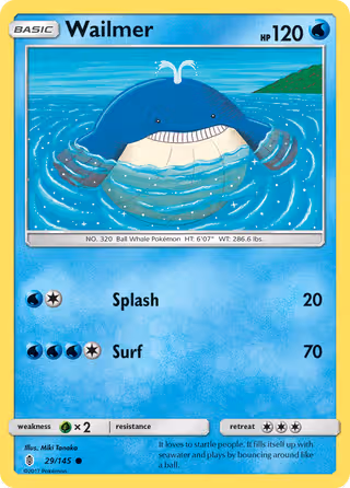 Wailmer 29/145 Pokemon card