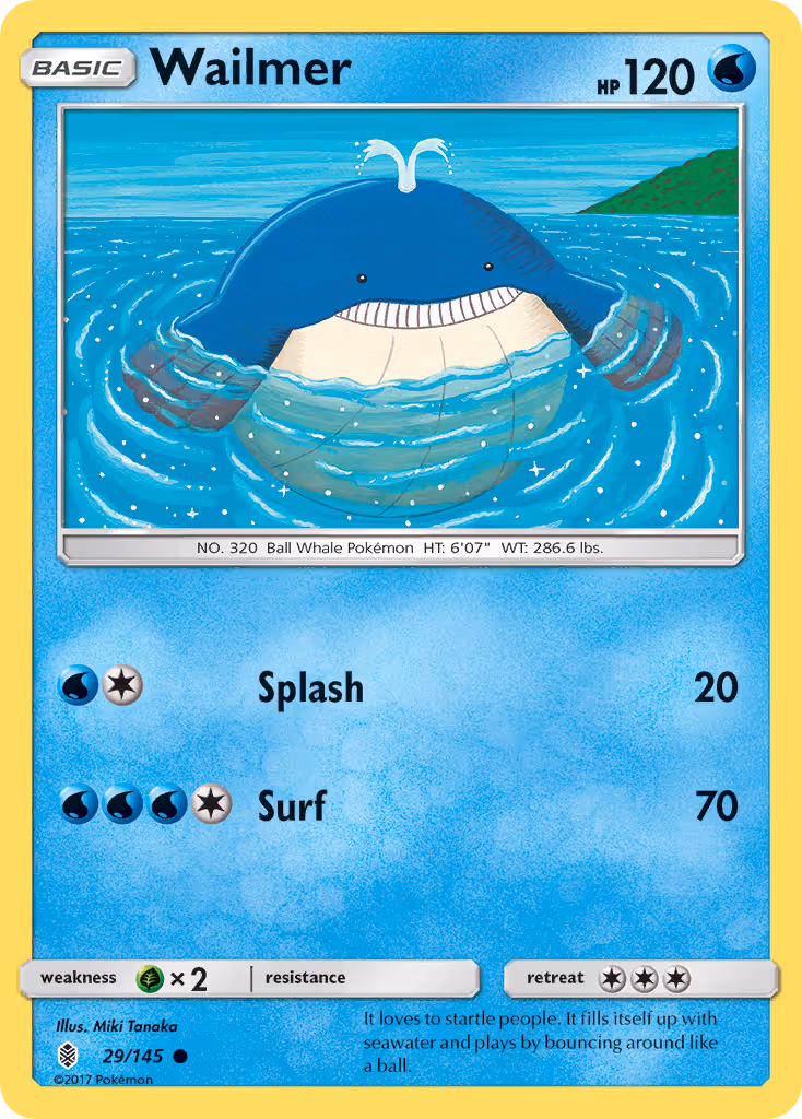 Wailmer 29/145 Pokemon card