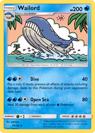 Wailord 30/145 Pokemon card