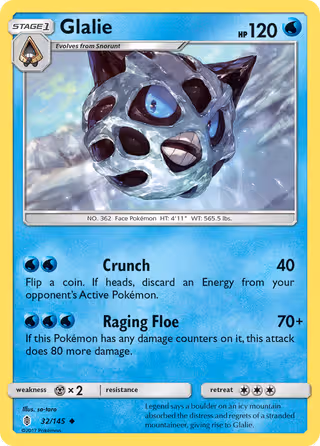 Glalie 32/145 Pokemon card