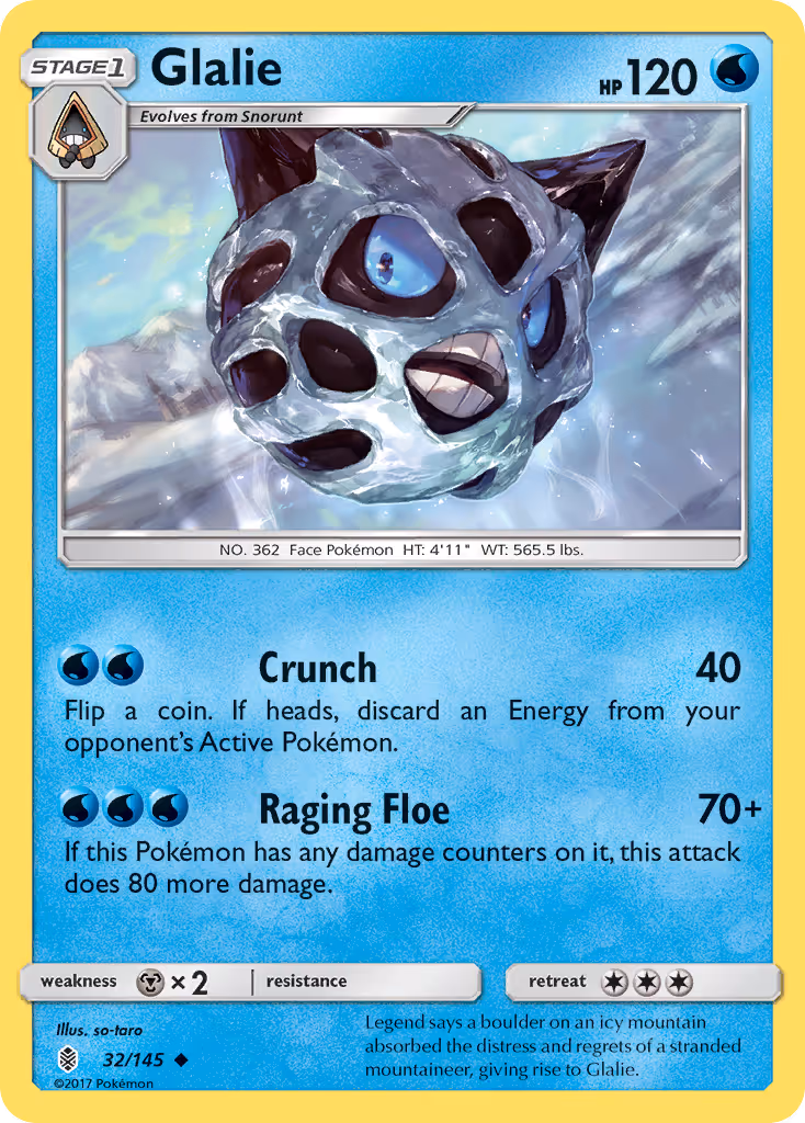 Glalie 32/145 Pokemon card