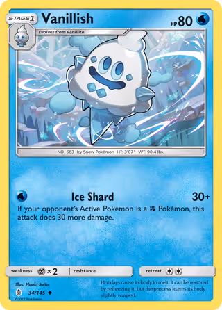 Vanillish 34/145 Pokemon card