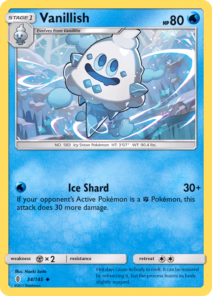 Vanillish 34/145 Pokemon card