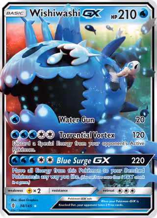 Wishiwashi GX 38/145 Pokemon card