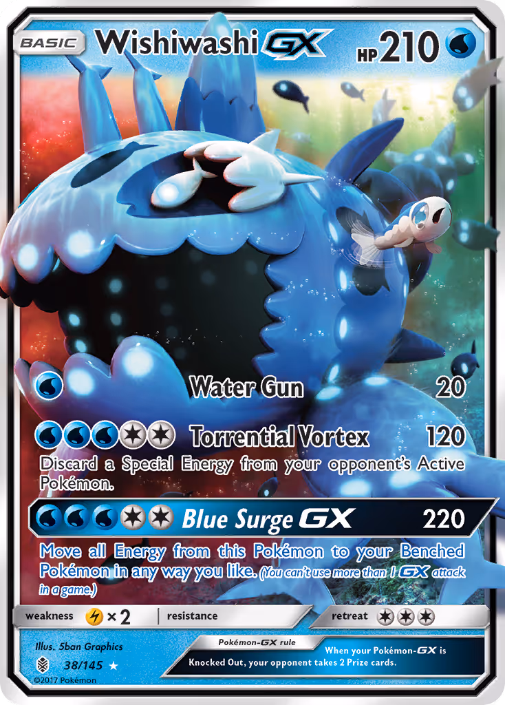 Wishiwashi GX 38/145 Pokemon card