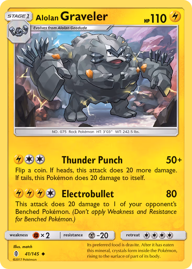 Alolan Graveler 41/145 Pokemon card