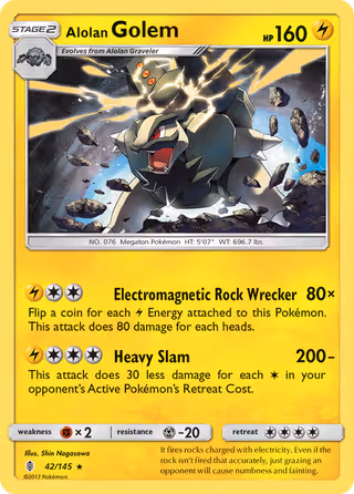 Alolan Golem 42/145 Pokemon card