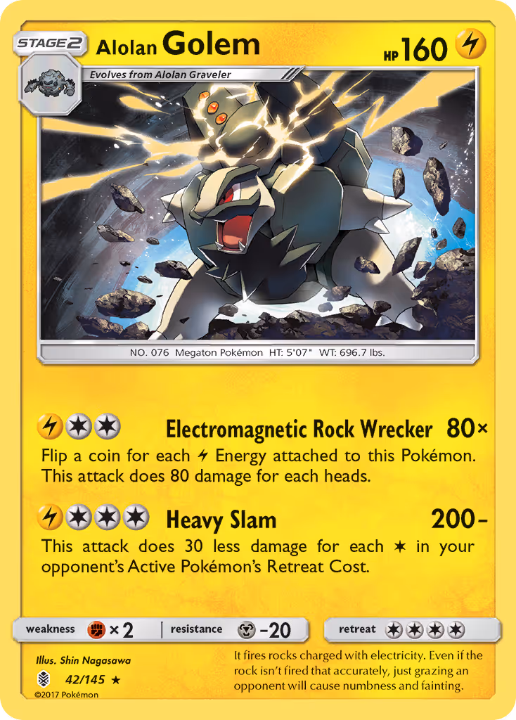 Alolan Golem 42/145 Pokemon card