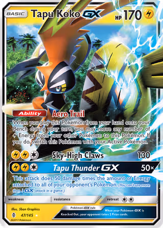 Tapu Koko GX 47/145 Pokemon card