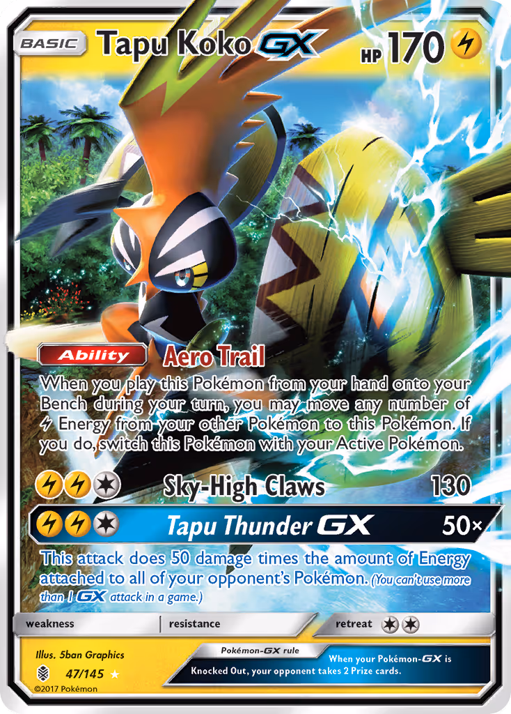 Tapu Koko GX 47/145 Pokemon card