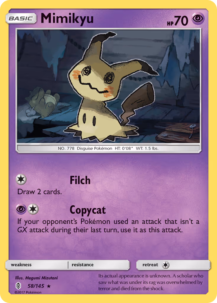 Mimikyu 58/145 Pokemon card