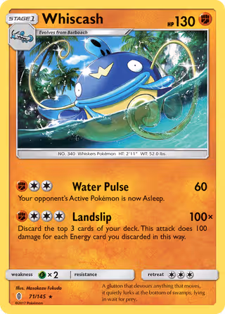 Whiscash 71/145 Pokemon card