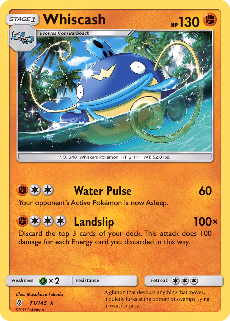 Whiscash 71/145 Pokemon card