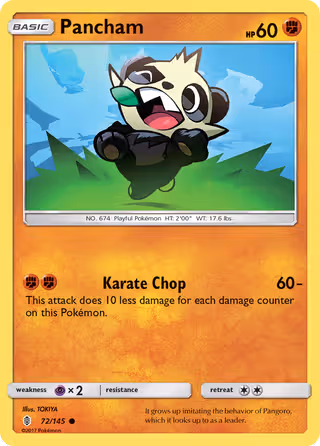 Pancham 72/145 Pokemon card