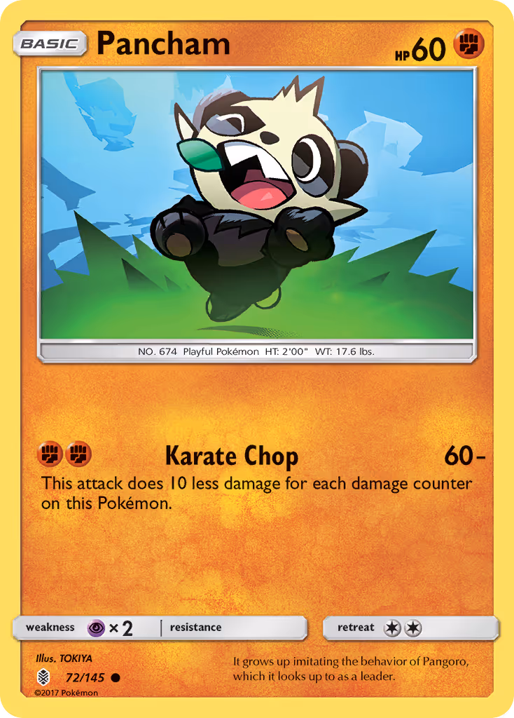Pancham 72/145 Pokemon card