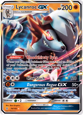 Lycanroc GX 74/145 Pokemon card