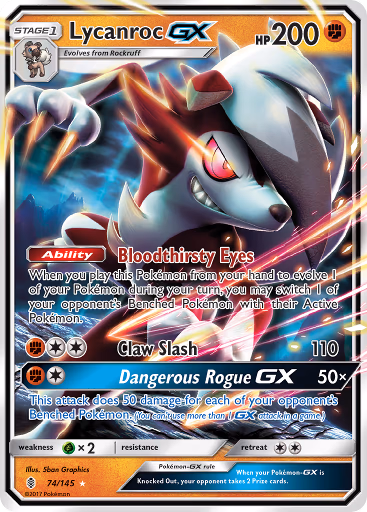 Lycanroc GX 74/145 Pokemon card