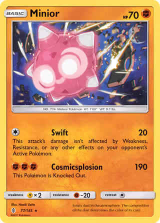 Minior 77/145 Pokemon card