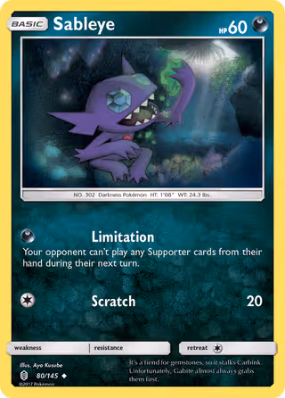 Sableye 80/145 Pokemon card