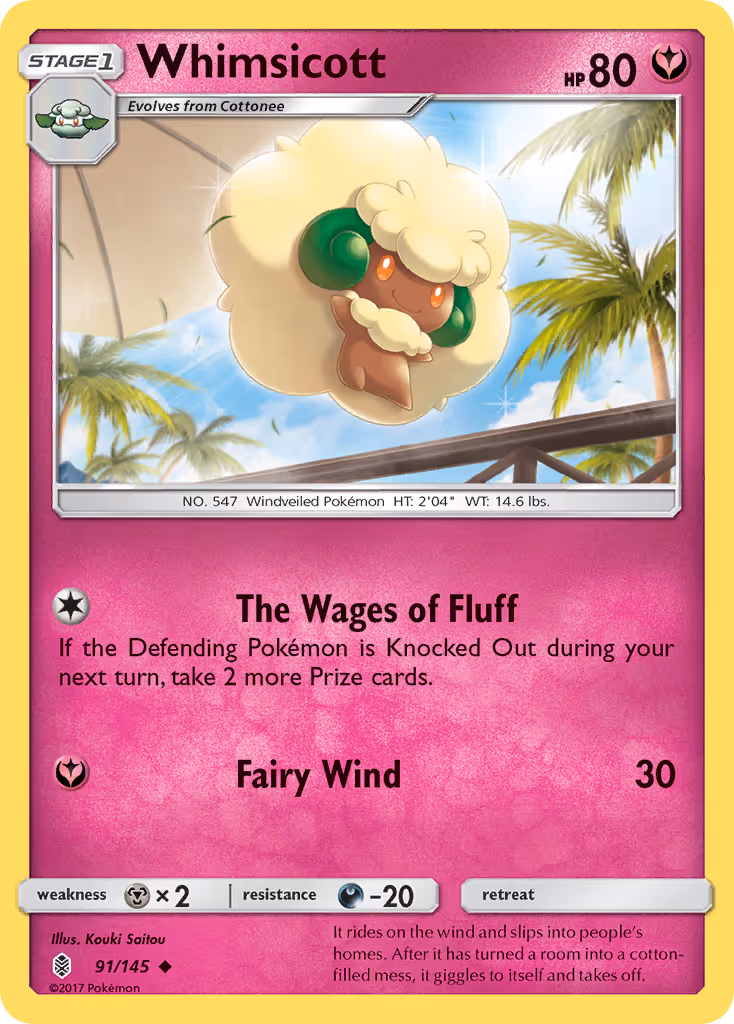 Whimsicott 91/145 Pokemon card