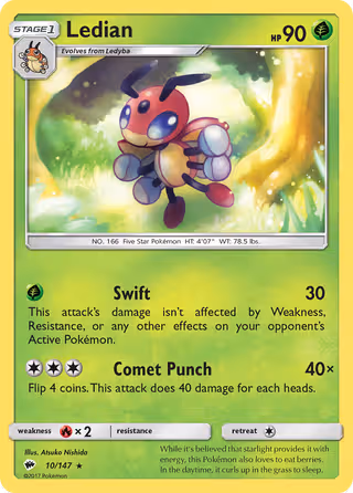 Ledian 10/147 Pokemon card