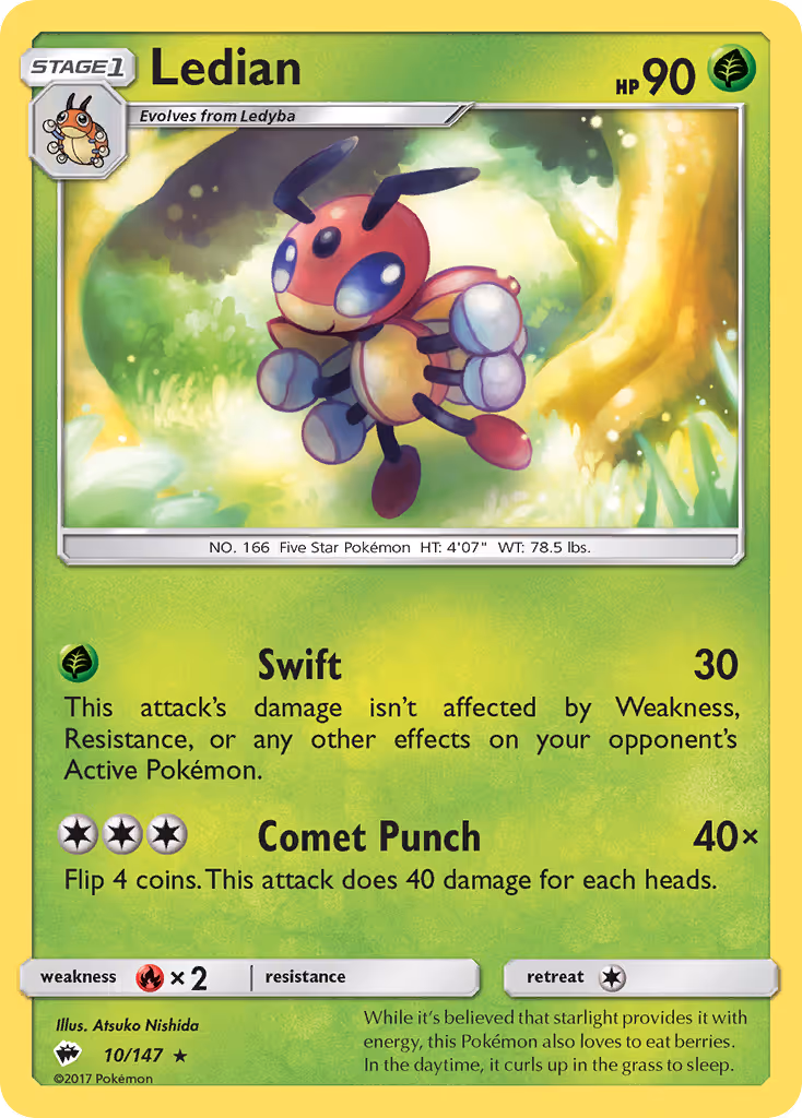 Ledian 10/147 Pokemon card
