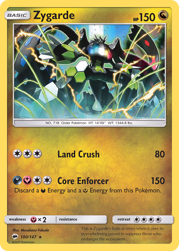 Zygarde 100/147 Pokemon card