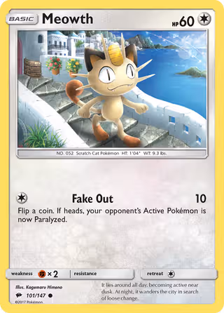 Meowth 101/147 Pokemon card