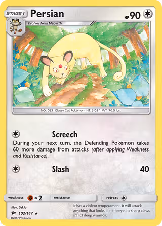 Persian 102/147 Pokemon card