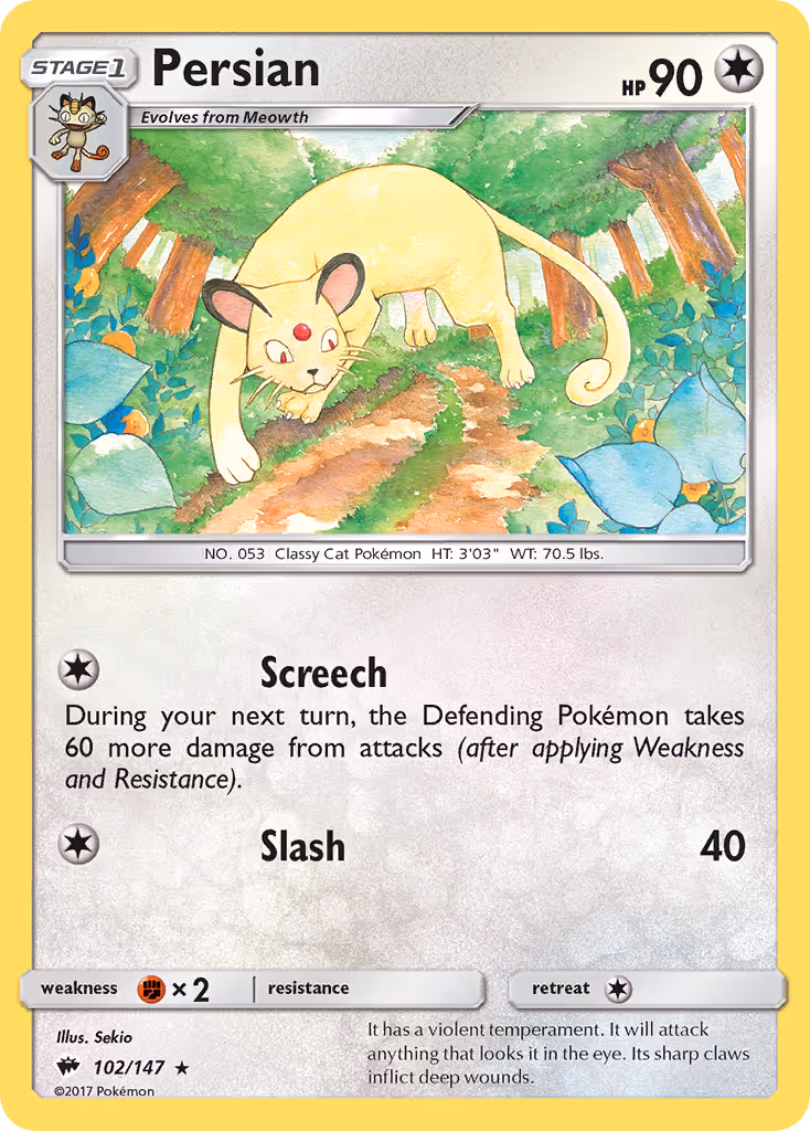 Persian 102/147 Pokemon card