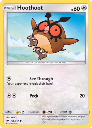 Hoothoot 106/147 Pokemon card