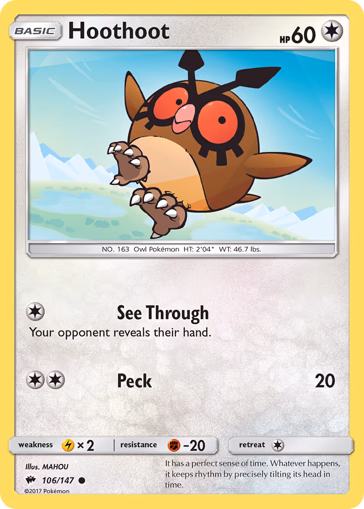Hoothoot 106/147 Pokemon card