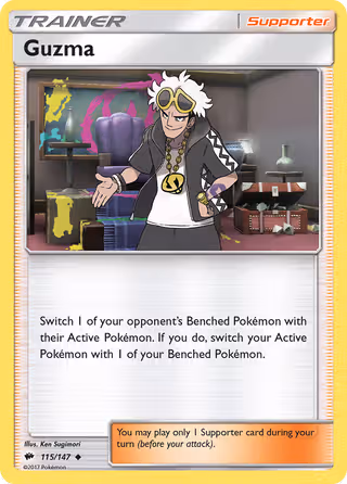 Guzma 115/147 Pokemon card