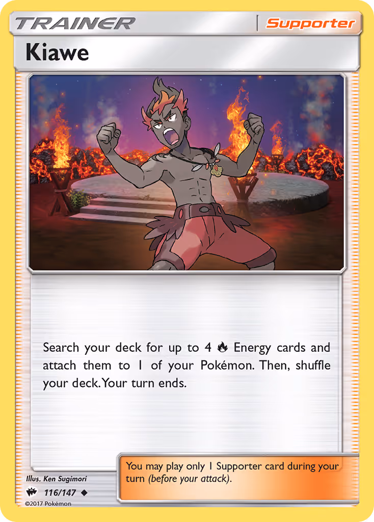 Kiawe 116/147 Pokemon card