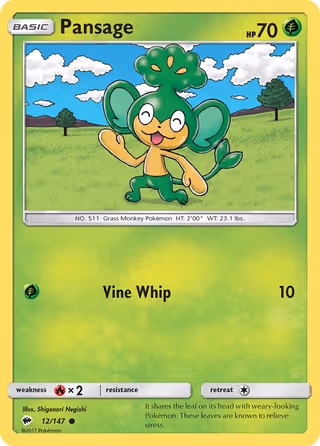 Pansage 12/147 Pokemon card